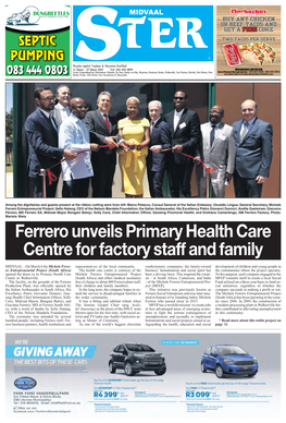 Ferrero Unveils Primary Health Care Centre for Factory Staff and Family