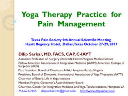 Yoga Therapy Practice for Pain Management