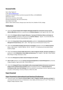 Personal Profile Publications Paper Presented Paper Presented In