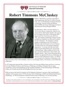Robert Timmons Mccluskey Robert T
