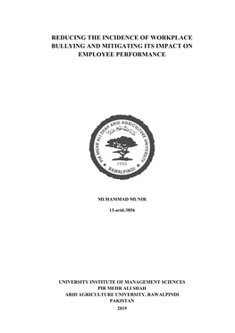 Reducing the Incidence of Workplace Bullying and Mitigating Its Impact on Employee Performance