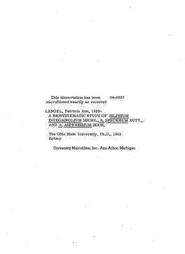 A Biosystematic Study of Silphium Integrifolium Michx., S. Speciosum Nutt., and S. Asperrimum Hook