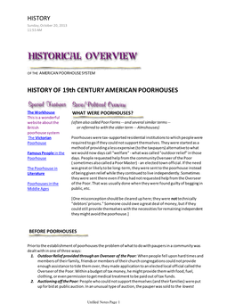 HISTORY of 19Th CENTURY AMERICAN POORHOUSES