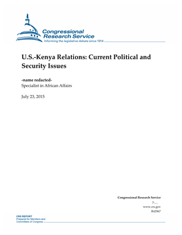 U.S.-Kenya Relations: Current Political and Security Issues