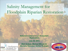 Salinity Management for Floodplain Riparian Restoration