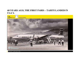 60 Years Ago, the First Paris – Tahiti Landed in Faa'a