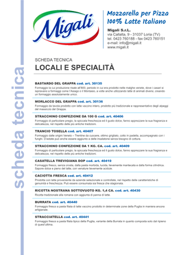 Scheda Tecnica Locali E Specialità