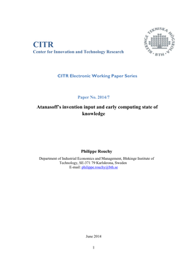 Atanasoff's Invention Input and Early Computing State of Knowledge