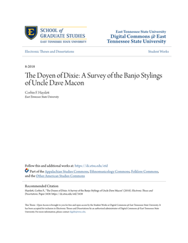 The Doyen of Dixie: a Survey of the Banjo Stylings of Uncle Dave Macon