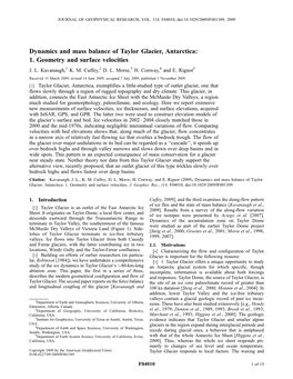 Dynamics and Mass Balance of Taylor Glacier, Antarctica: 1