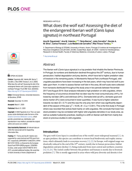 Assessing the Diet of the Endangered Iberian Wolf (Canis Lupus Signatus) in Northeast Portugal