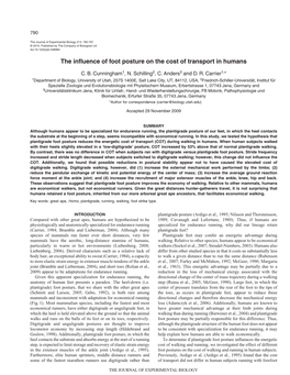 The Influence of Foot Posture on the Cost of Transport in Humans