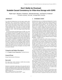 Scalable Causal Consistency for Wide-Area Storage with COPS