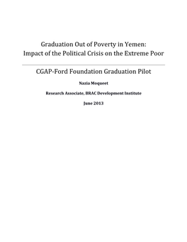 Graduation out of Poverty in Yemen: Impact of the Political Crisis on the Extreme Poor