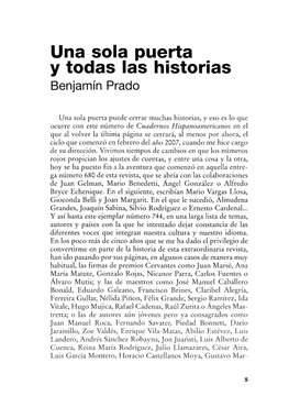 Pdf Una Sola Puerta Y Todas Las Historias / Benjamín Prado Leer Obra