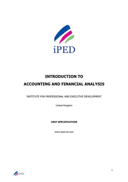 Introduction to Accounting and Financial Analysis