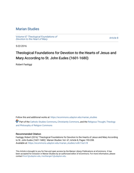 Theological Foundations for Devotion to the Hearts of Jesus and Mary According to St