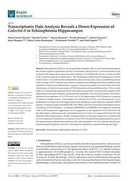 Transcriptomic Data Analysis Reveals a Down-Expression of Galectin-8 in Schizophrenia Hippocampus