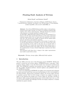 Floating Fault Analysis of Trivium