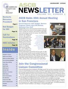 JANUARY 2006 ASCB NEWSLETTER 3 ASCB Council Report