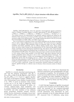 Agrellite, Na(Ca,RE)Rsinorof: a Layer Structure with Silicate Tubes