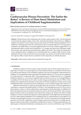 A Review of Plant Sterol Metabolism and Implications of Childhood Supplementation