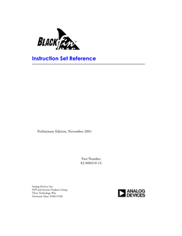 Blackfin DSP Instruction Set Reference Contents