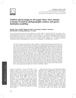 Northern Glacial Refugia for the Pygmy Shrew Sorex Minutus in Europe Revealed by Phylogeographic Analyses and Species Distribution Modelling