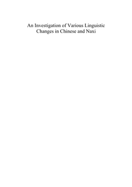 An Investigation of Various Linguistic Changes in Chinese and Naxi