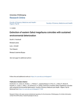 Extinction of Eastern Sahul Megafauna Coincides with Sustained Environmental Deterioration