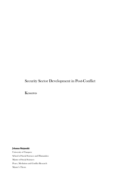 Security Sector Development in Post-Conflict Kosovo