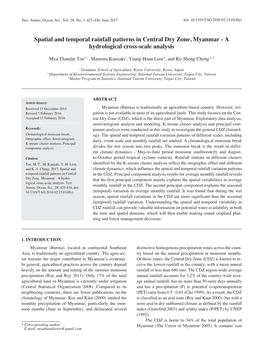 Spatial and Temporal Rainfall Patterns in Central Dry Zone, Myanmar - a Hydrological Cross-Scale Analysis