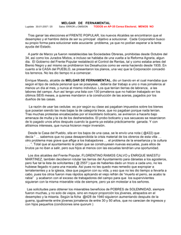 MELGAR DE FERNAMENTAL Lupdate 30-01-2007 / 20 Salvo ERROR U OMISION TODOS En AP-35 Censo Electoral, MENOS NO