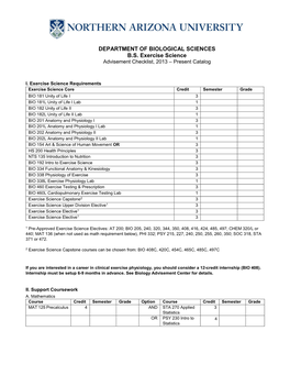 Department of Biological Sciences B.S