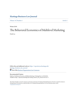The Behavioral Economics of Multilevel Marketing Heidi Liu