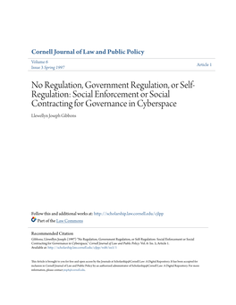 No Regulation, Government Regulation, Or Self-Regulation