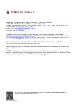 Causes and Consequences of Grade Repetition: Evidence from Brazil Author(S): João Batista Gomes-Neto and Eric A