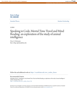 Speaking in Code, Mental Time Travel and Mind Reading: an Exploration of the Study of Animal Intelligence Drew S