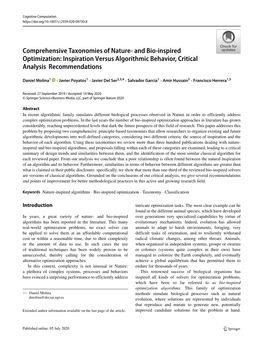 Comprehensive Taxonomies of Nature- and Bio-Inspired Optimization: Inspiration Versus Algorithmic Behavior, Critical Analysis Recommendations