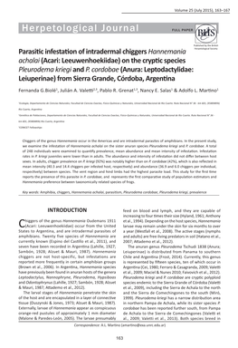 Parasitic Infestation of Intradermal Chiggers <I>Hannemania Achalai</I> (Acari: Leeuwenhoekiidae) on the Cryptic