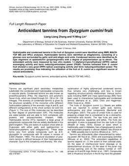 Antioxidant Tannins from Syzygium Cumini Fruit