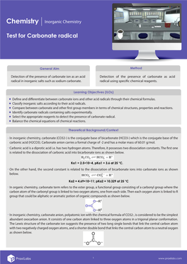 Inorganic Chemistry Test for Carbonate Radical