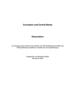 Corruption and Central Banks Dissertation