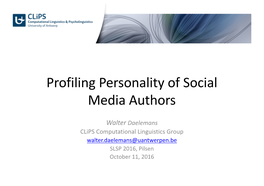 Profiling Personality of Social Media Authors