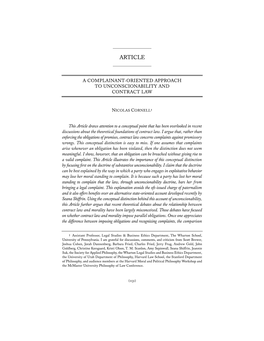 A Complainant-Oriented Approach to Unconscionability and Contract Law