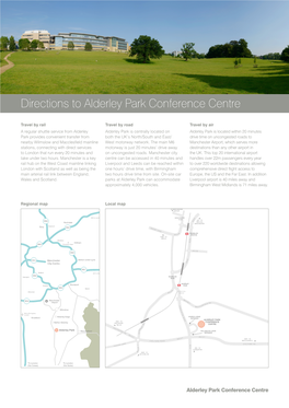 Directions to Alderley Park Conference Centre