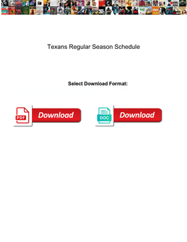 Texans Regular Season Schedule