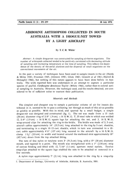 Airborne Arthropods Collected in South Australia with a Drogue-Net Towed by a Light Aircraft