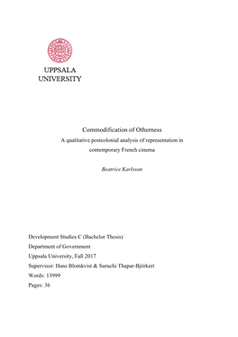 Commodification of Otherness a Qualitative Postcolonial Analysis of Representation in Contemporary French Cinema