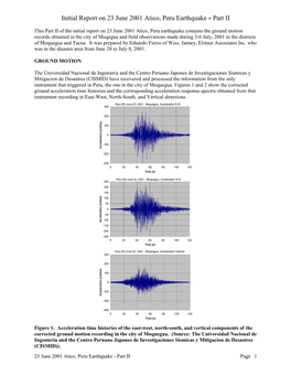 Initial Report on 23 June 2001 Atico, Peru Earthquake - Part II